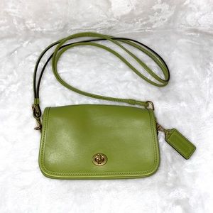 Vintage Coach Crossbody Purse #9755 Green Leather